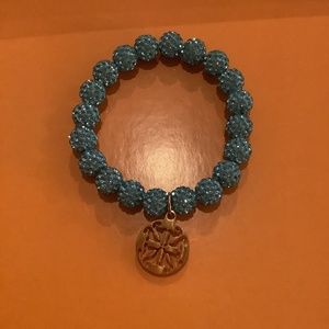 Shamballa Bead Bracelet Turquoise Rustic Cuff
